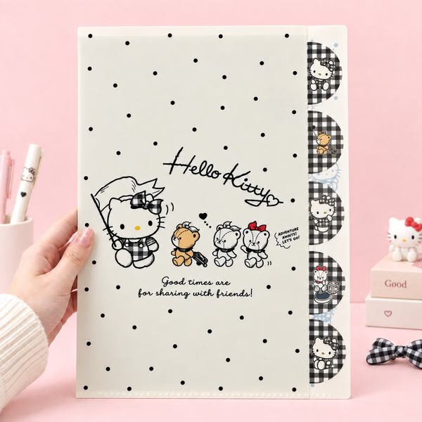 Hello Kitty Folder With Dividers - Limited Sweet Check Edition - Black