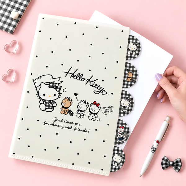 Hello Kitty Folder With Dividers - Limited Sweet Check Edition - Black