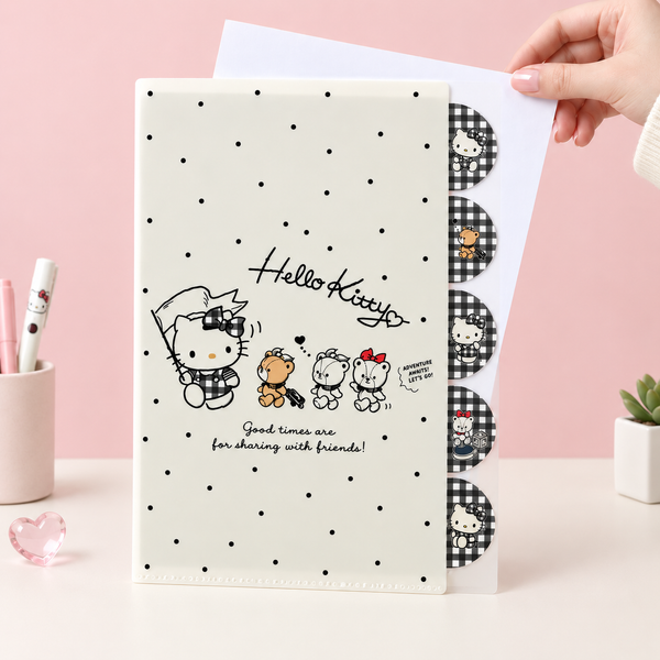 Hello Kitty Folder With Dividers - Limited Sweet Check Edition - Black