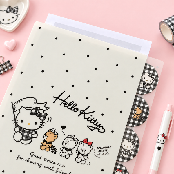 Hello Kitty Folder With Dividers - Limited Sweet Check Edition - Black