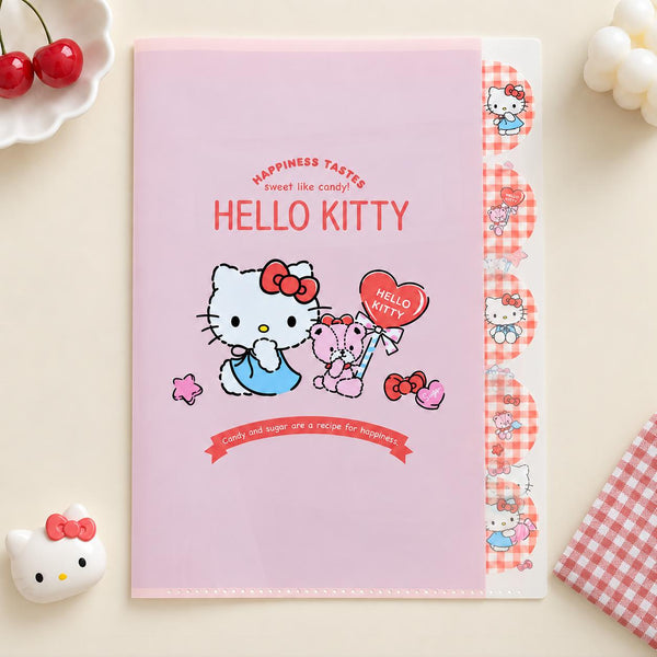 Hello Kitty Folder With Dividers - Limited Sweet Check Edition - Red