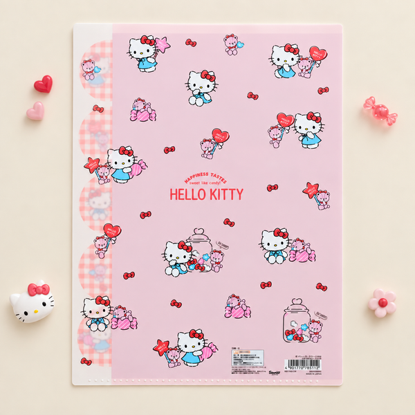 Hello Kitty Folder With Dividers - Limited Sweet Check Edition - Red