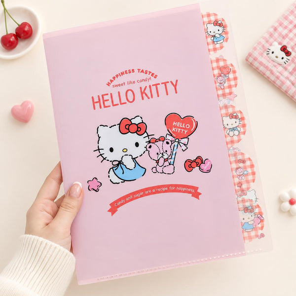 Hello Kitty Folder With Dividers - Limited Sweet Check Edition - Red