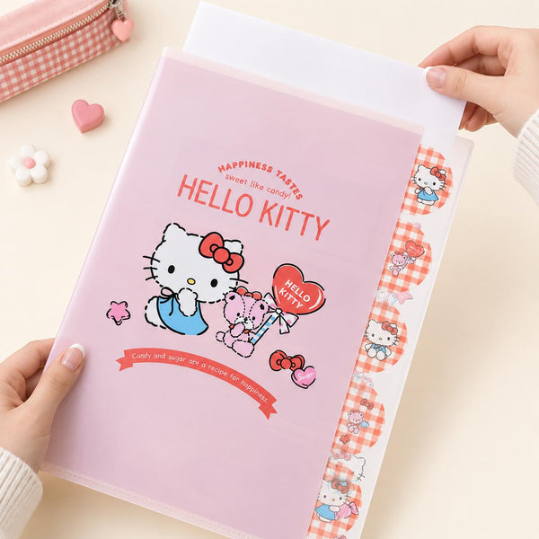 Hello Kitty Folder With Dividers - Limited Sweet Check Edition - Red