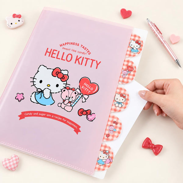 Hello Kitty Folder With Dividers - Limited Sweet Check Edition - Red
