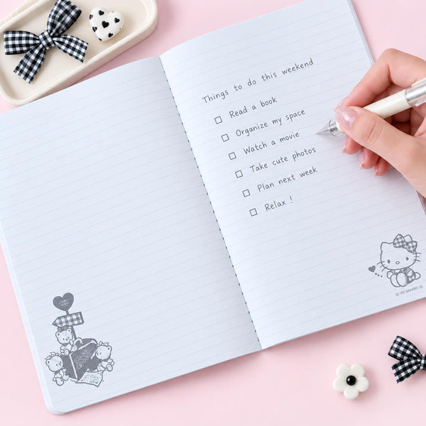 Hello Kitty Sweet Check A5 Notebook - Black