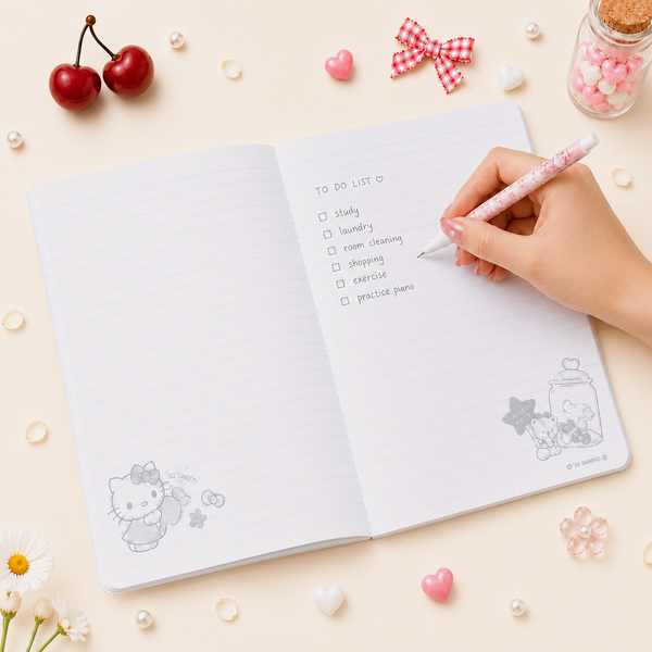 Hello Kitty Sweet Check A5 Notebook - Red
