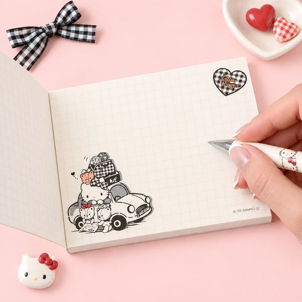 Hello Kitty Sweet Check Memo Pad - Black