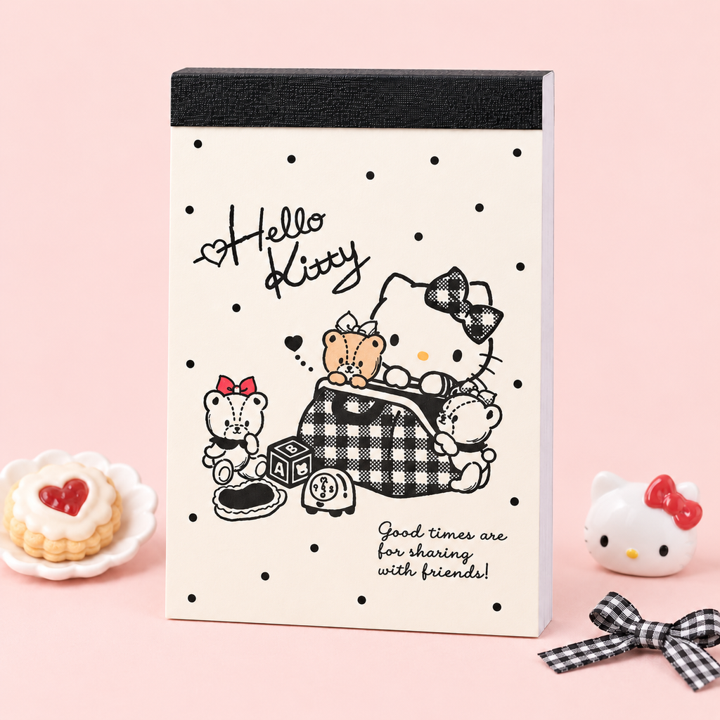 Hello Kitty Sweet Check Memo Pad - Black