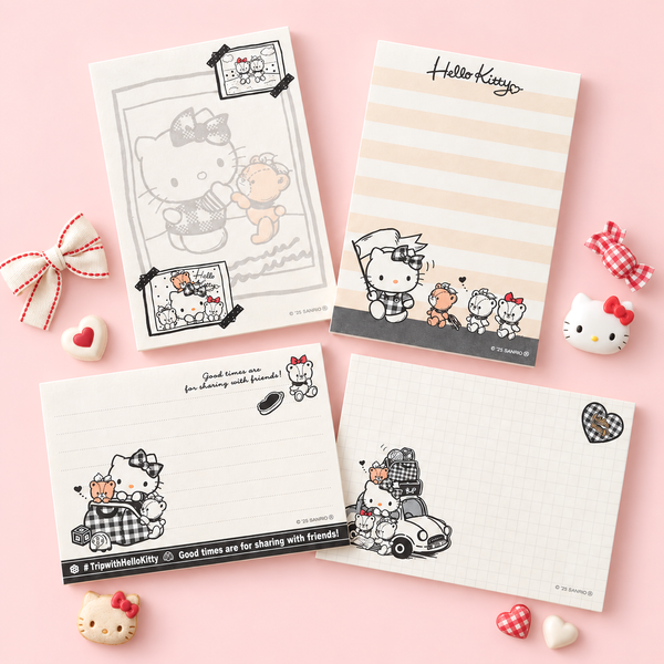 Hello Kitty Sweet Check Memo Pad - Black