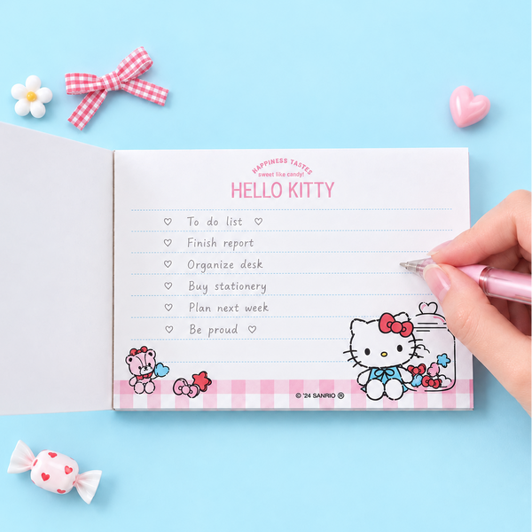 Hello Kitty Sweet Check Memo Pad - Red