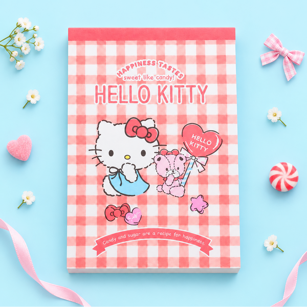 Hello Kitty Sweet Check Memo Pad - Red
