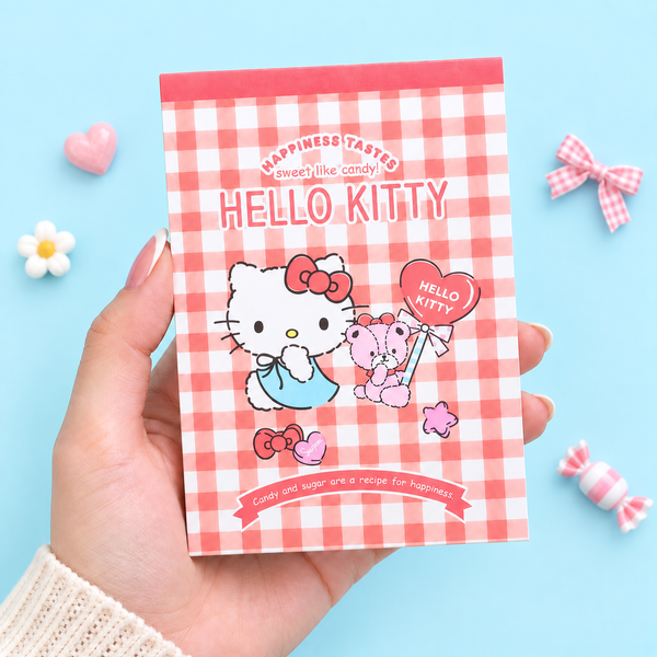 Hello Kitty Sweet Check Memo Pad - Red