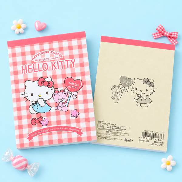 Hello Kitty Sweet Check Memo Pad - Red