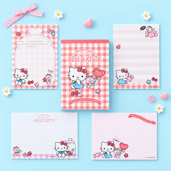 Hello Kitty Sweet Check Memo Pad - Red