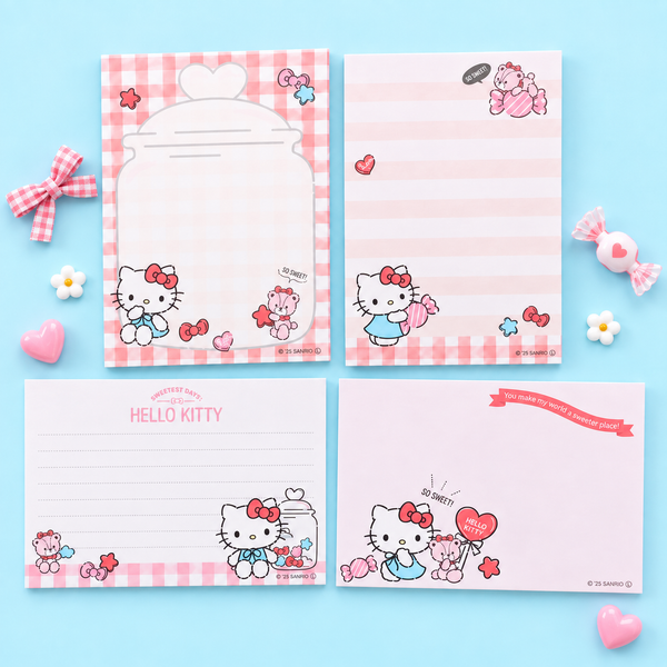 Hello Kitty Sweet Check Memo Pad - Red
