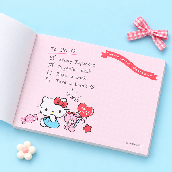 Hello Kitty Sweet Check Memo Pad - Red