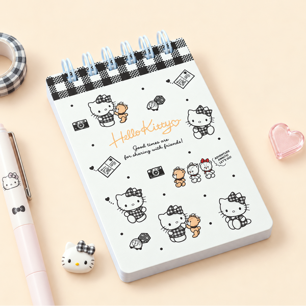 Hello Kitty Sweet Check Ring Notepad - Black