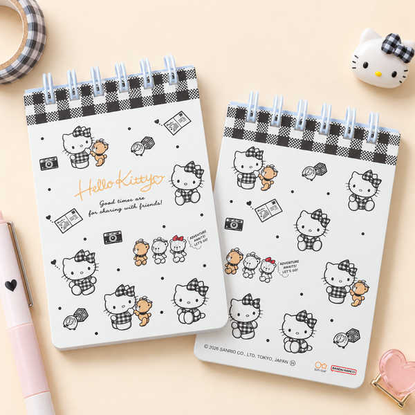 Hello Kitty Sweet Check Ring Notepad - Black