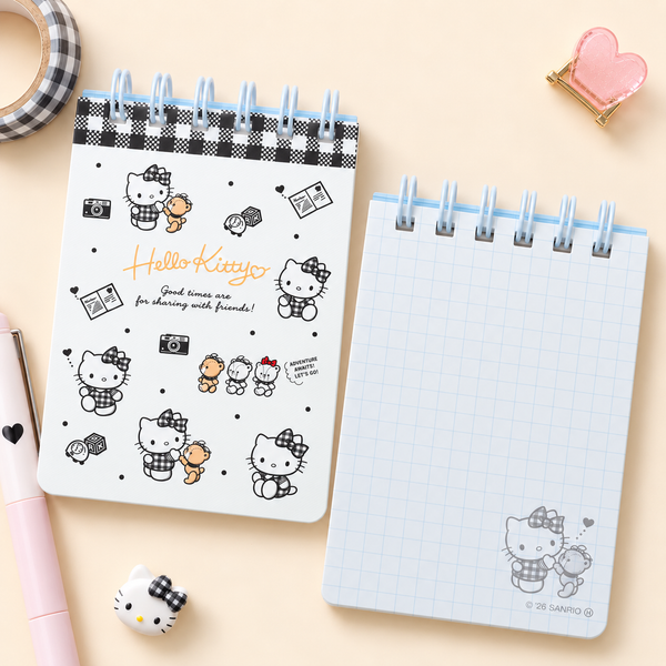 Hello Kitty Sweet Check Ring Notepad - Black