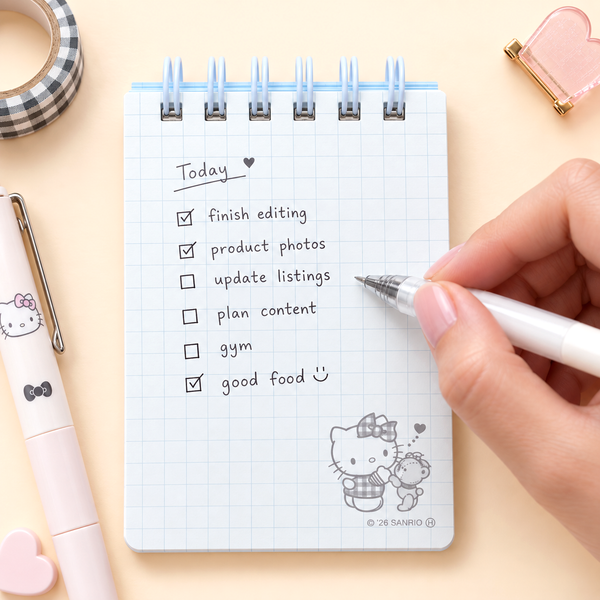 Hello Kitty Sweet Check Ring Notepad - Black