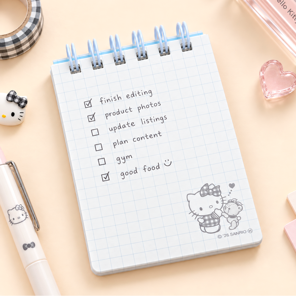 Hello Kitty Sweet Check Ring Notepad - Black