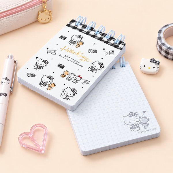Hello Kitty Sweet Check Ring Notepad - Black