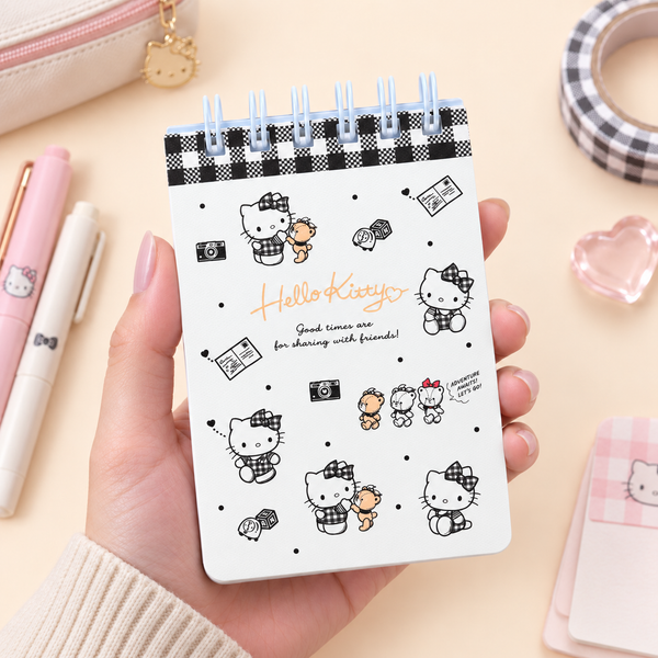 Hello Kitty Sweet Check Ring Notepad - Black