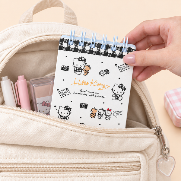 Hello Kitty Sweet Check Ring Notepad - Black