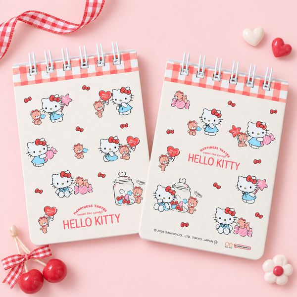 Hello Kitty Sweet Check Ring Notepad - Red
