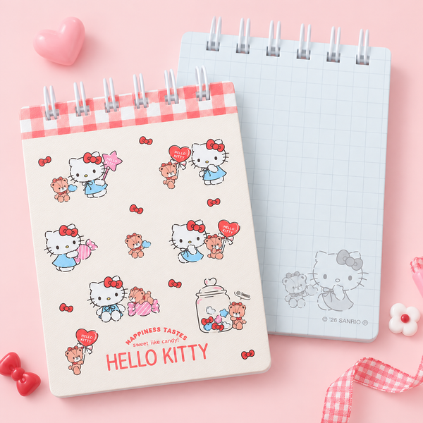 Hello Kitty Sweet Check Ring Notepad - Red