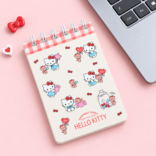 Hello Kitty Sweet Check Ring Notepad - Red