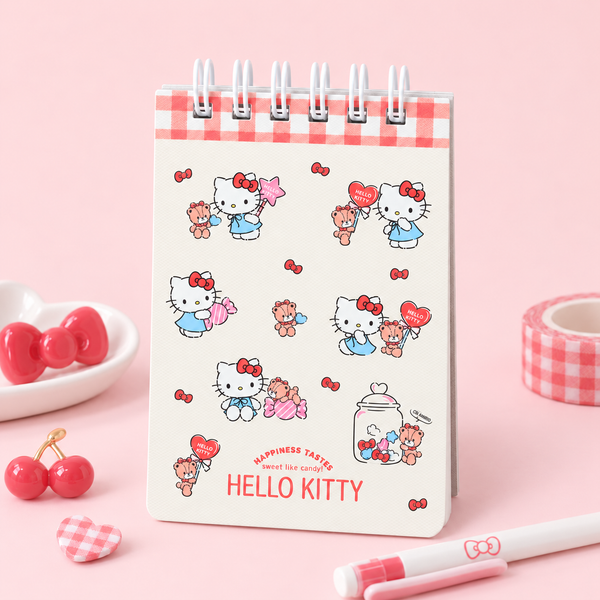 Hello Kitty Sweet Check Ring Notepad - Red