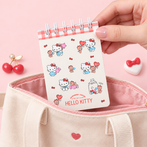 Hello Kitty Sweet Check Ring Notepad - Red