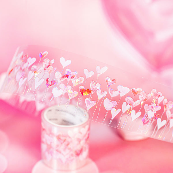 Holo Hearts Clear Masking Tapes