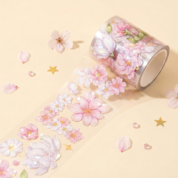 Holographic Sakura Clear Masking Tape - Extra Wide
