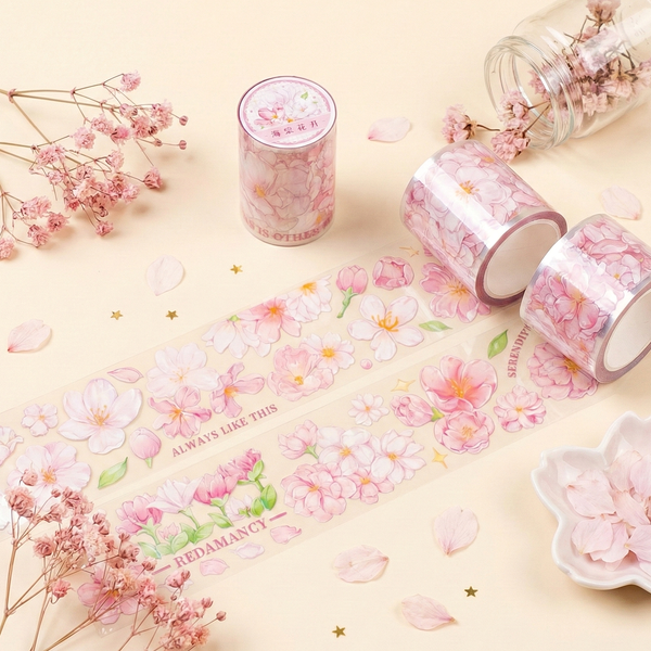 Holographic Sakura Clear Masking Tape - Extra Wide