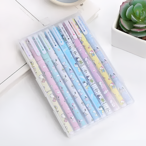 Kawaii Snoopy Gel Ink Pens - Set of 10