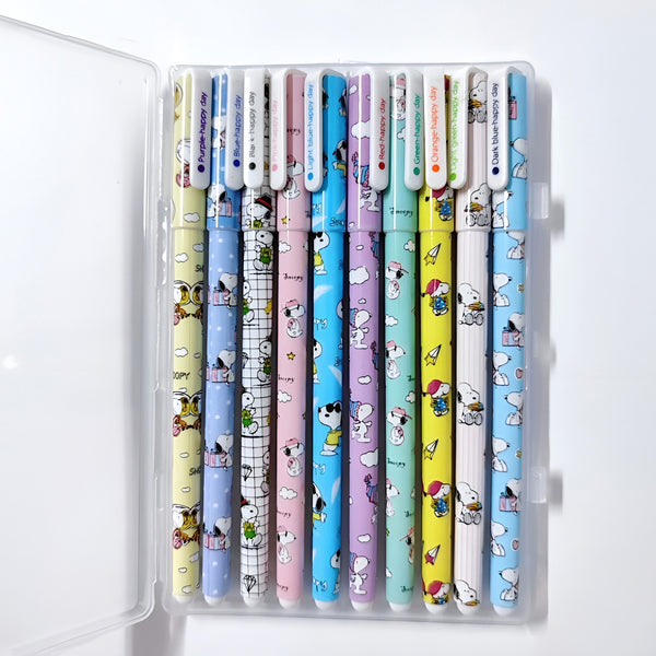 Kawaii Snoopy Gel Ink Pens - Set of 10