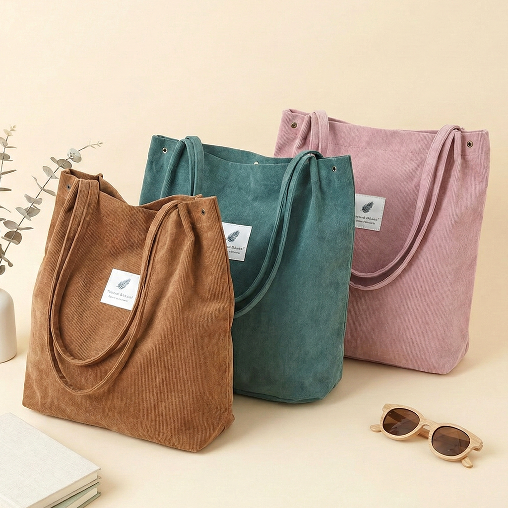 Korean Style Corduroy Tote Bag (6 Colors)