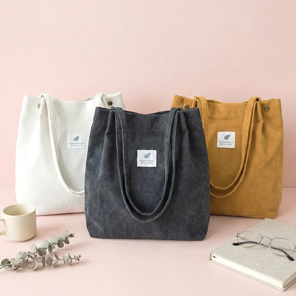 Korean Style Corduroy Tote Bag (6 Colors)