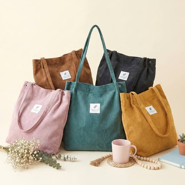 Korean Style Corduroy Tote Bag (6 Colors)