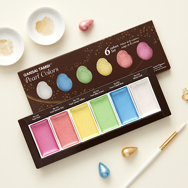 Kuretake Gansai Tambi Pearl Colors - 6 Color Set