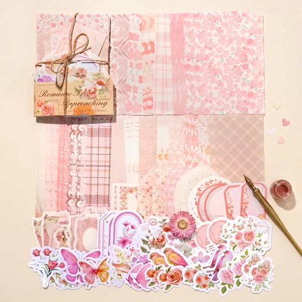 Vintage Floral Scrapbooking Kit - 100 Pieces