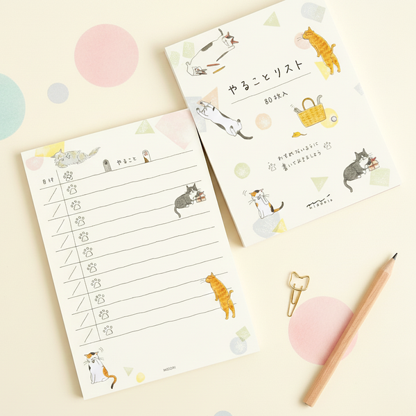 Midori To-Do List Memo Pad - Cats