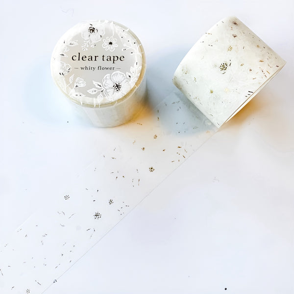 Mind Wave Clear Masking Tape - Whity Flower