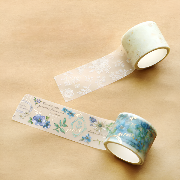 Mind Wave Clear Masking Tape - Whity Flower