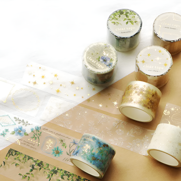 Mind Wave Clear Masking Tape - Whity Flower