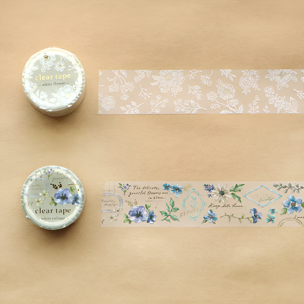 Mind Wave Clear Masking Tape - Whity Flower