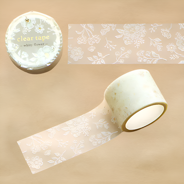 Mind Wave Clear Masking Tape - Whity Flower